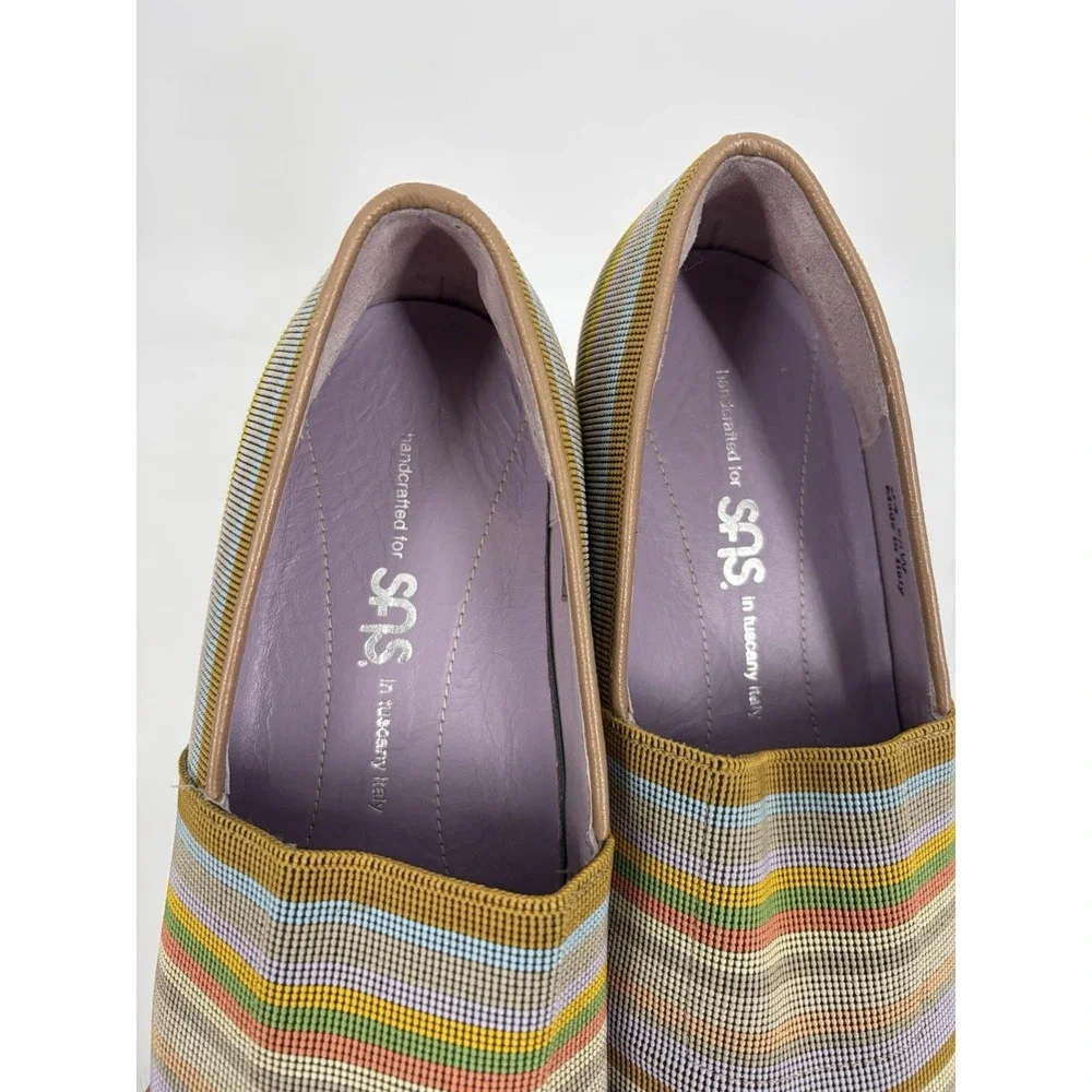 SAS Becky Jute Wrapped Wedge Slip On Shoes Womens 6.5W Stripe Made Italy